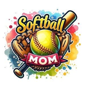 Colorful Softball Mom Graphic Tee